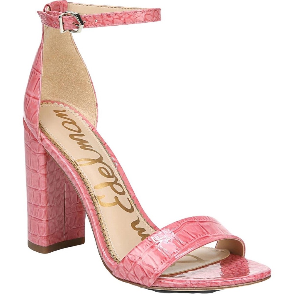 Sam Edelman Yaro Women's Size 8.5 Rasberry Sherbert Patent Pink Croco Sandals